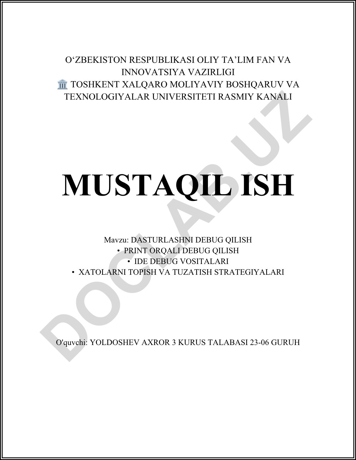 Dasturlashni debug qilish