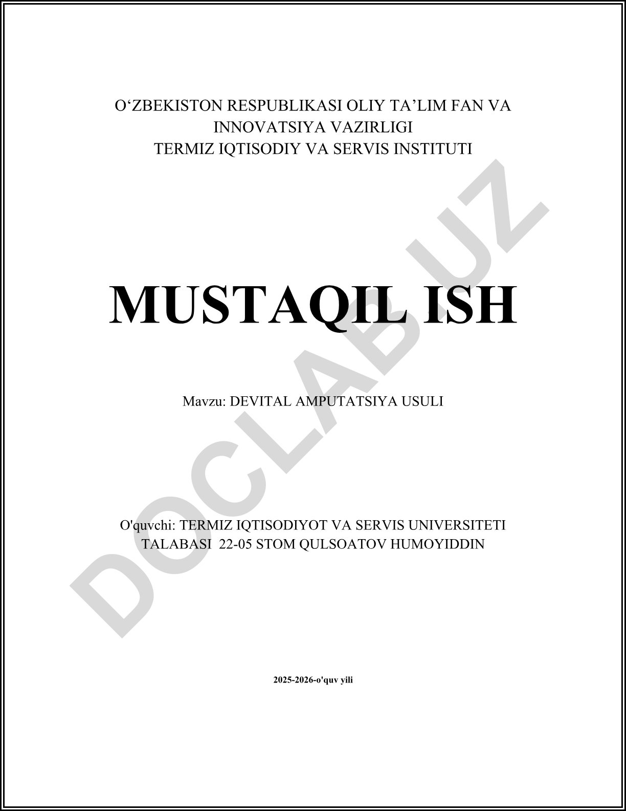 Devital amputatsiya usuli