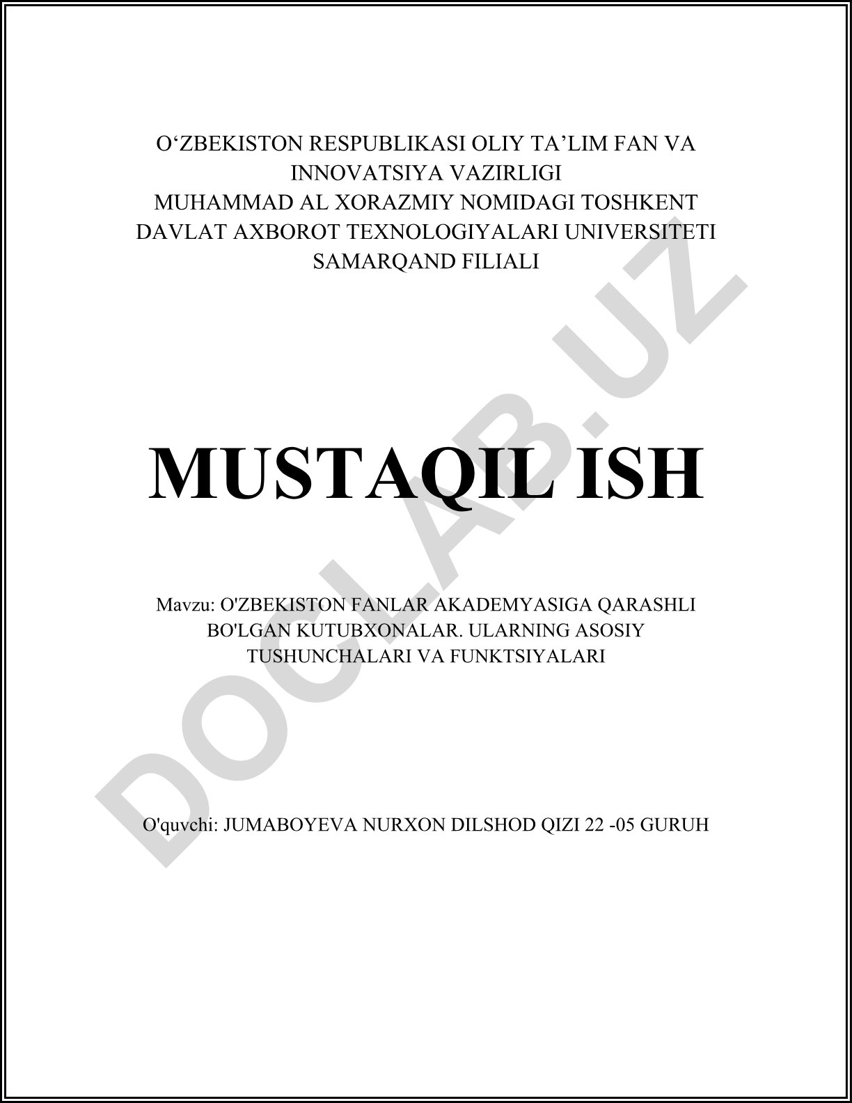 O'zbekiston Fanlar Akademiyasiga qarashli bo'lgan kutubxonalar. Ularning asosiy tushunchalari va funksiyalari