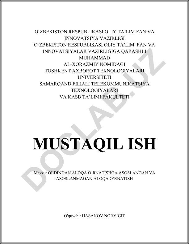 Oldindan aloqa oʻrnatishga asoslangan va asoslanmagan aloqa oʻrnatish