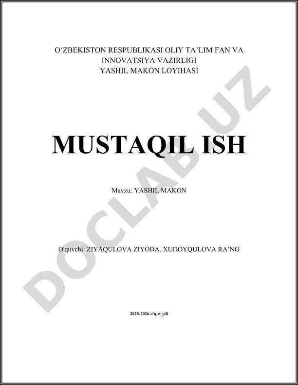 Yashil makonning shahar ekologiyasidagi roli