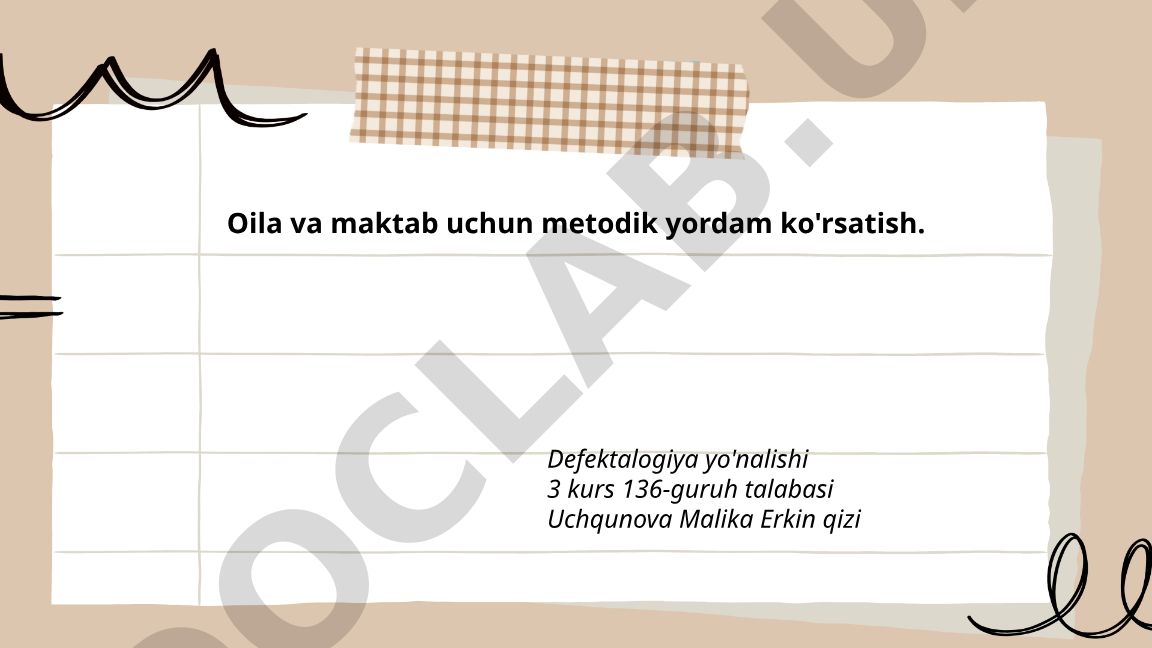 Oila va maktab uchun metodik yordam ko'rsatish
