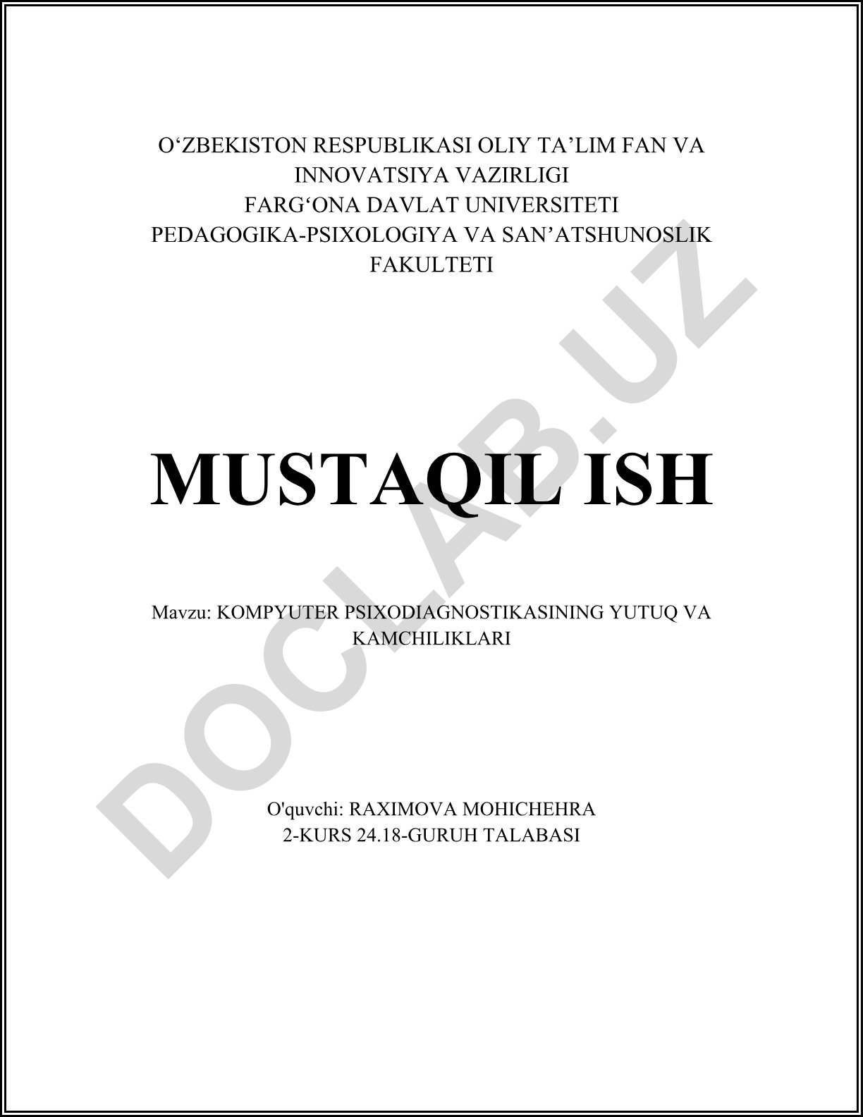 Kompyuter psixodiagnostikasining yutuq va kamchiliklari
