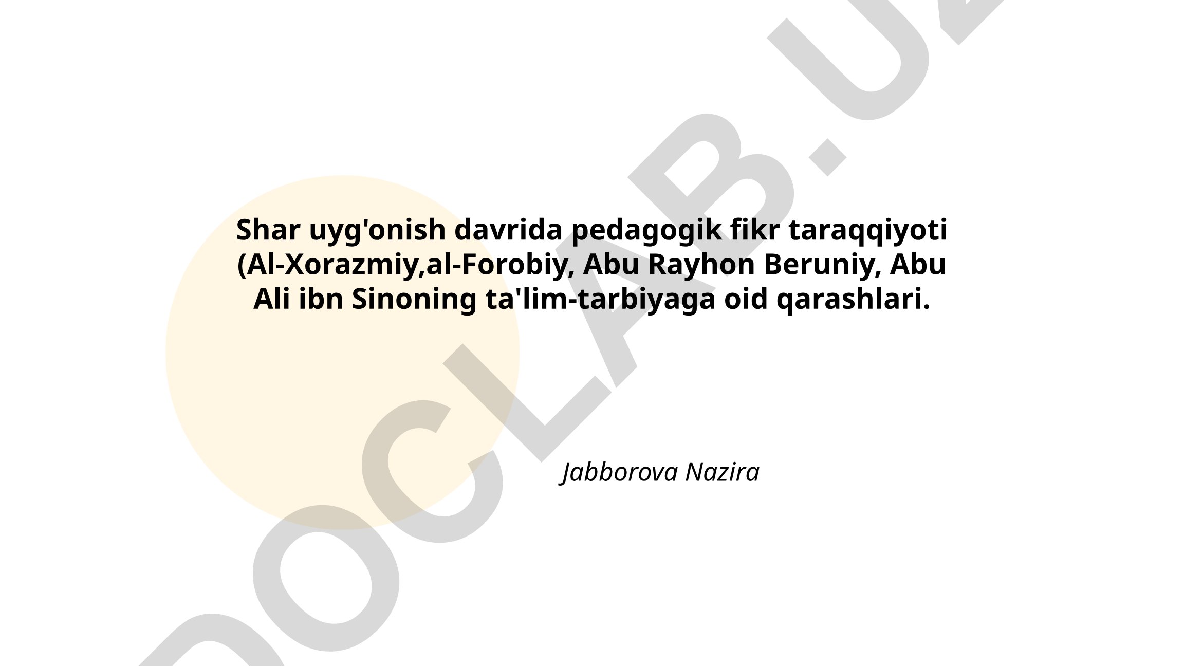 Sharq uyg'onish davrida pedagogik fikr taraqqiyoti