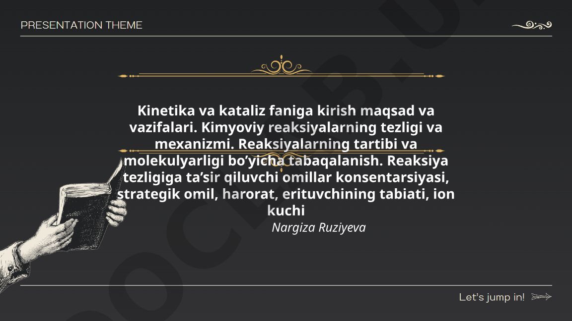 Kinetika va kataliz faniga kirish: maqsad, vazifalar va asosiy tushunchalar