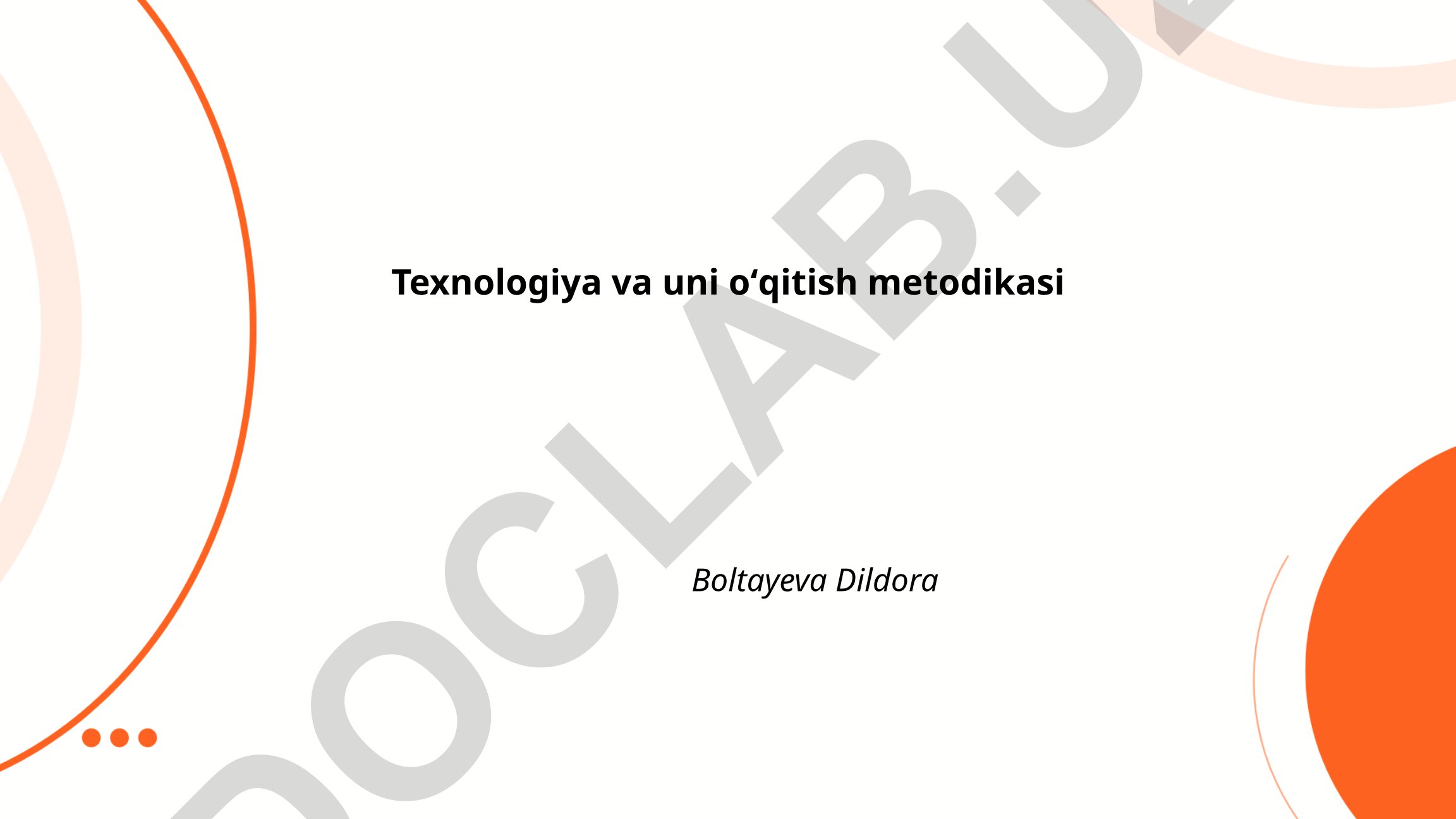 Texnologiya fani o'qitish metodikasi va dars ishlanmalari