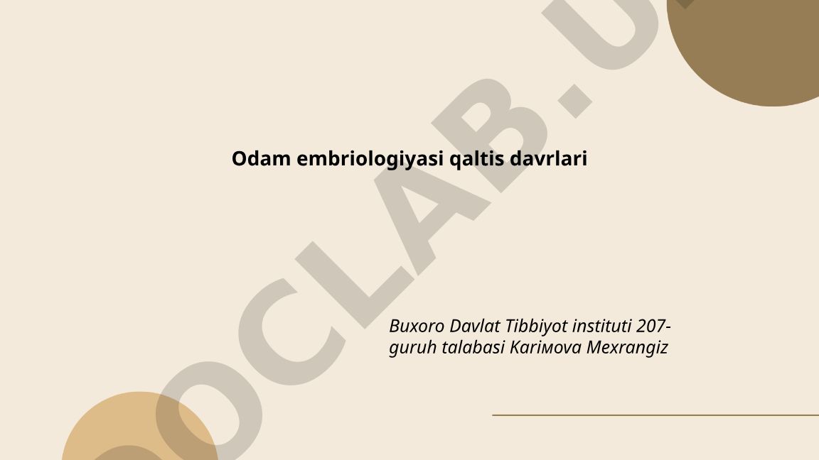 Odam embriologiyasi qaltis davrlari