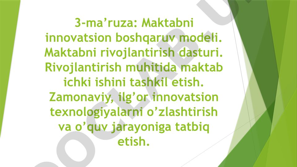 Maktabni innovatsion boshqaruv modeli va rivojlantirish dasturi