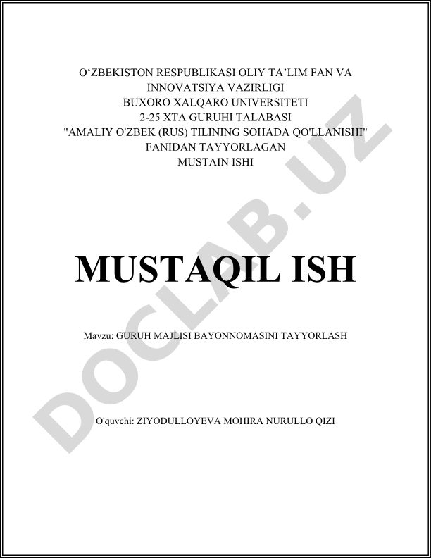 Guruh majlisi bayonnomasini tayyorlash