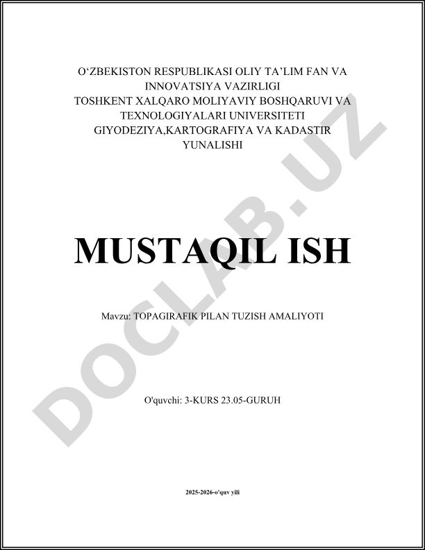 Topografik plan tuzish amaliyoti