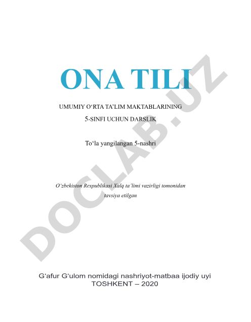 Ona tili 5-sinf darsligi