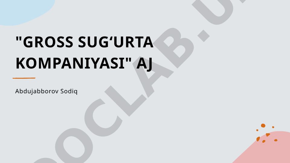 Gross Sug'urta Kompaniyasi: Tarixi va faoliyat sohalari
