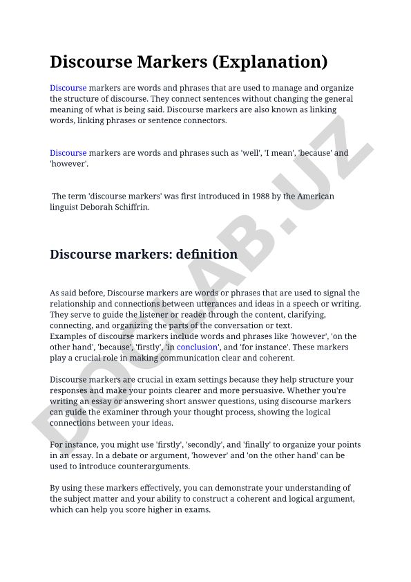 Discourse Markers: Definition, Functions and Examples