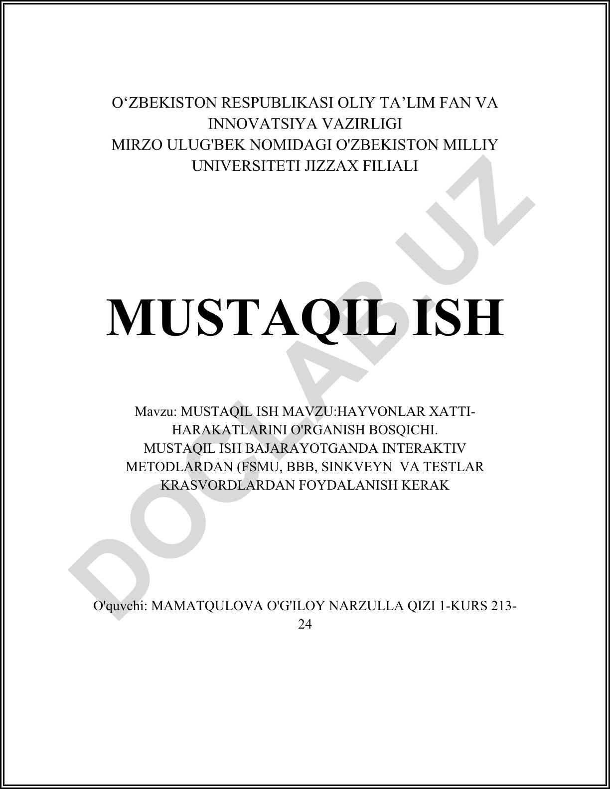 Hayvonlar xatti-harakatlarini o'rganish bosqichi