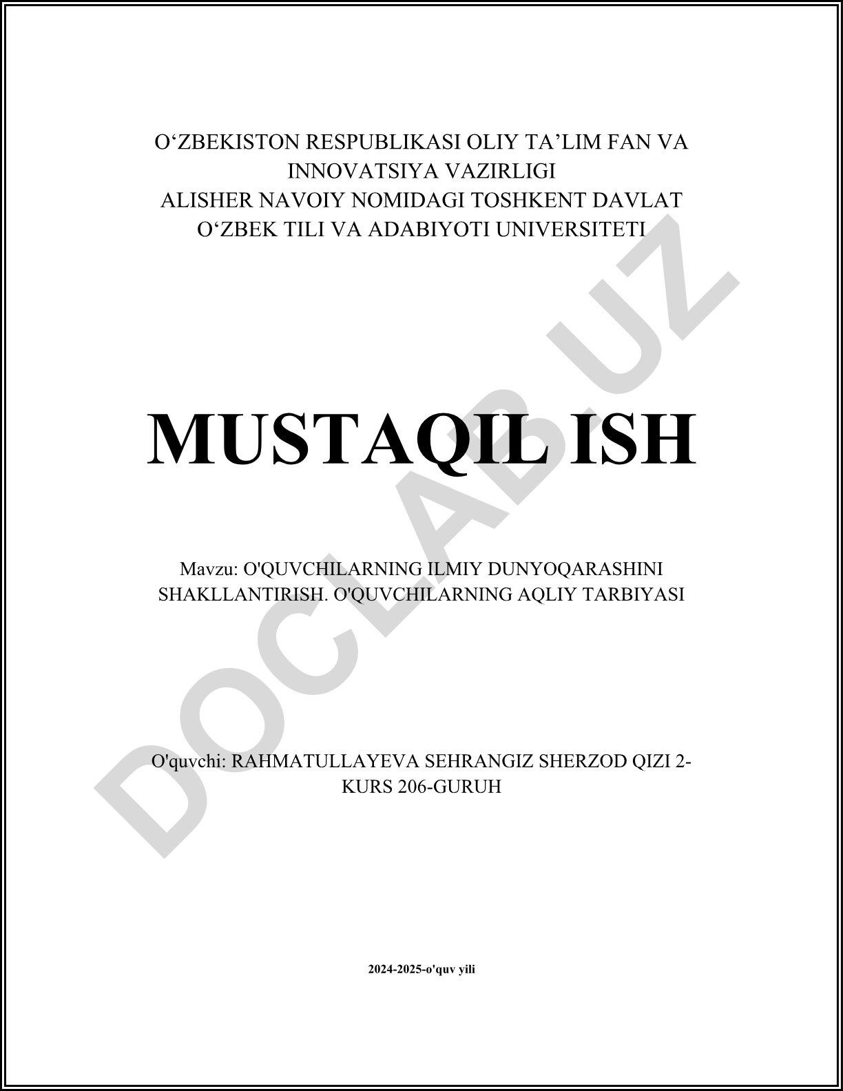 O'quvchilarning ilmiy dunyoqarashini shakllantirish