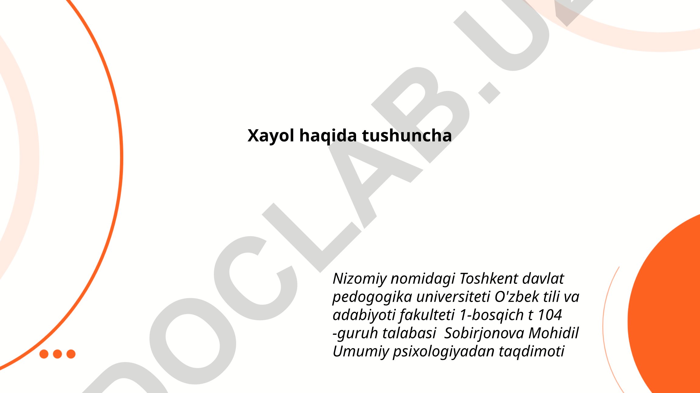 Xayol haqida tushuncha