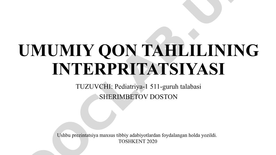 Umumiy qon tahlilining interpretatsiyasi