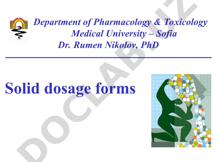 Solid dosage forms in pharmacology: tablets, capsules, and other types