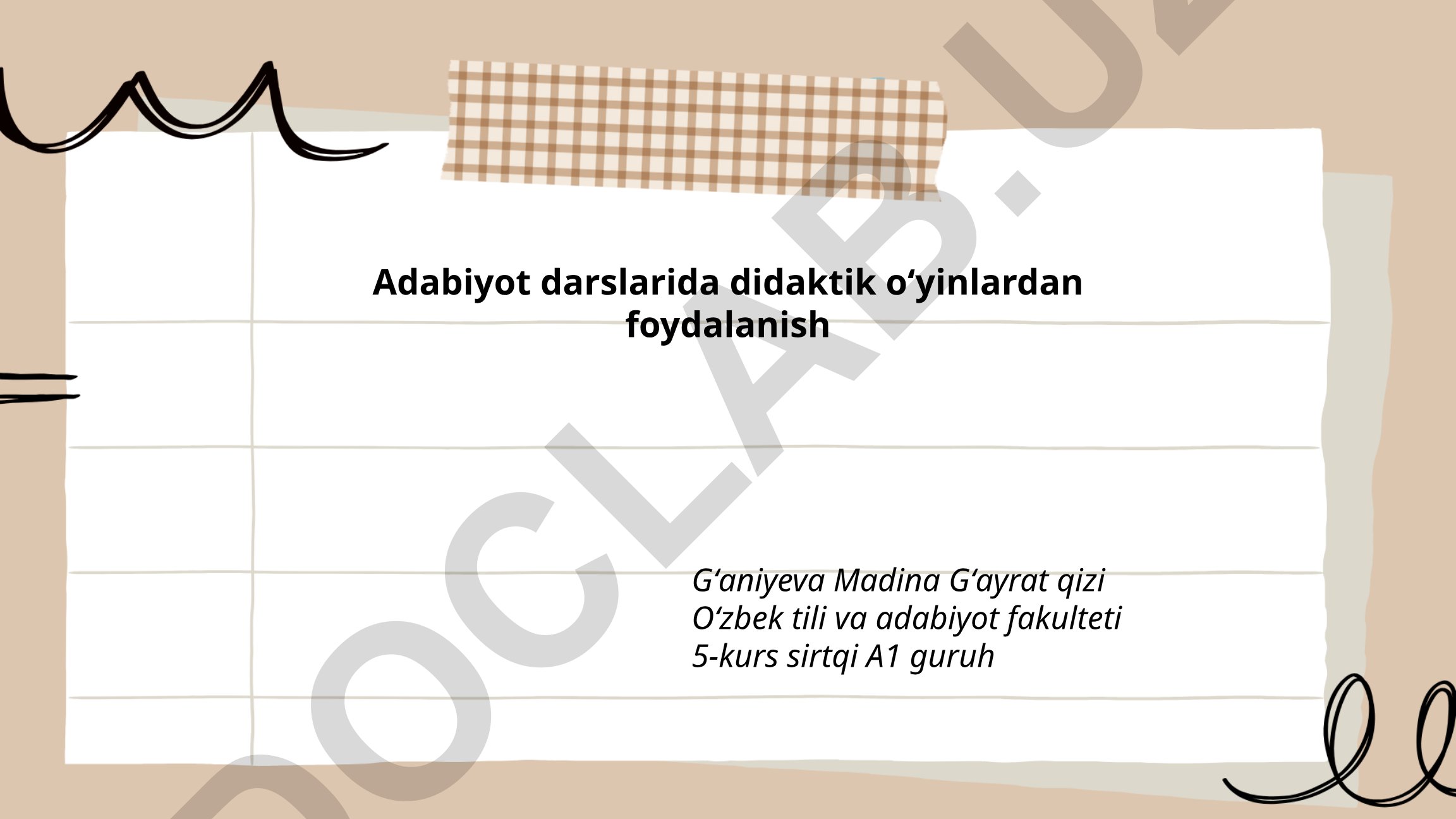 Adabiyot darslarida didaktik oʻyinlardan foydalanish