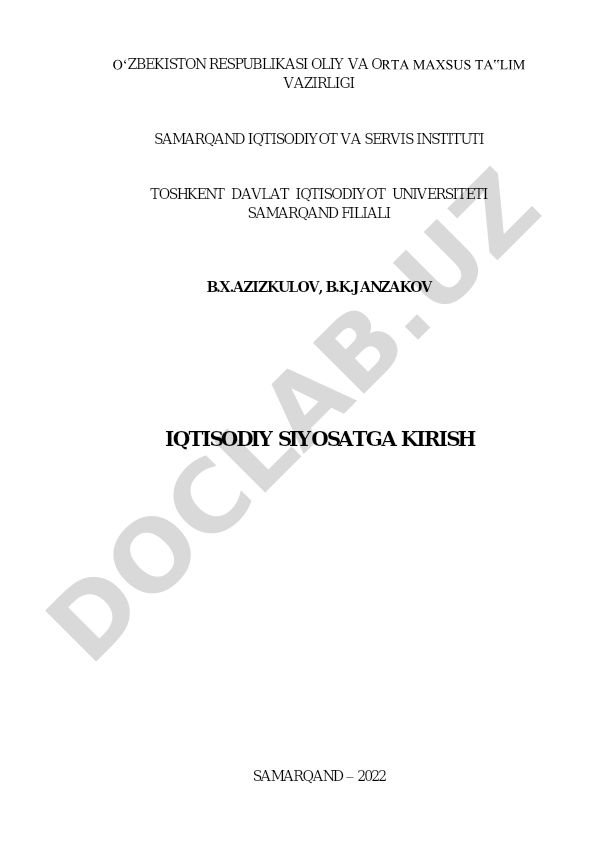 Iqtisodiy siyosatga kirish