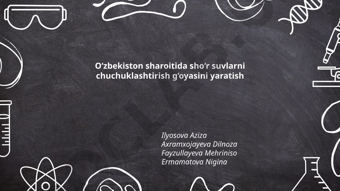 O‘zbekiston sharoitida sho‘r suvlarni chuchuklashtirish g‘oyasini yaratish