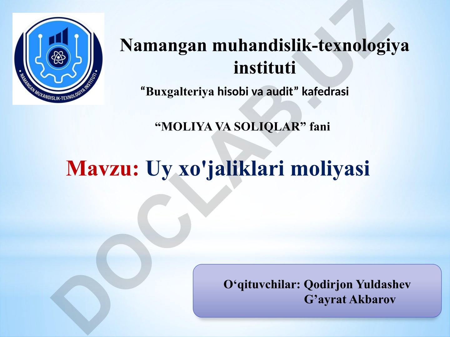 Uy xo'jaliklari moliyasi