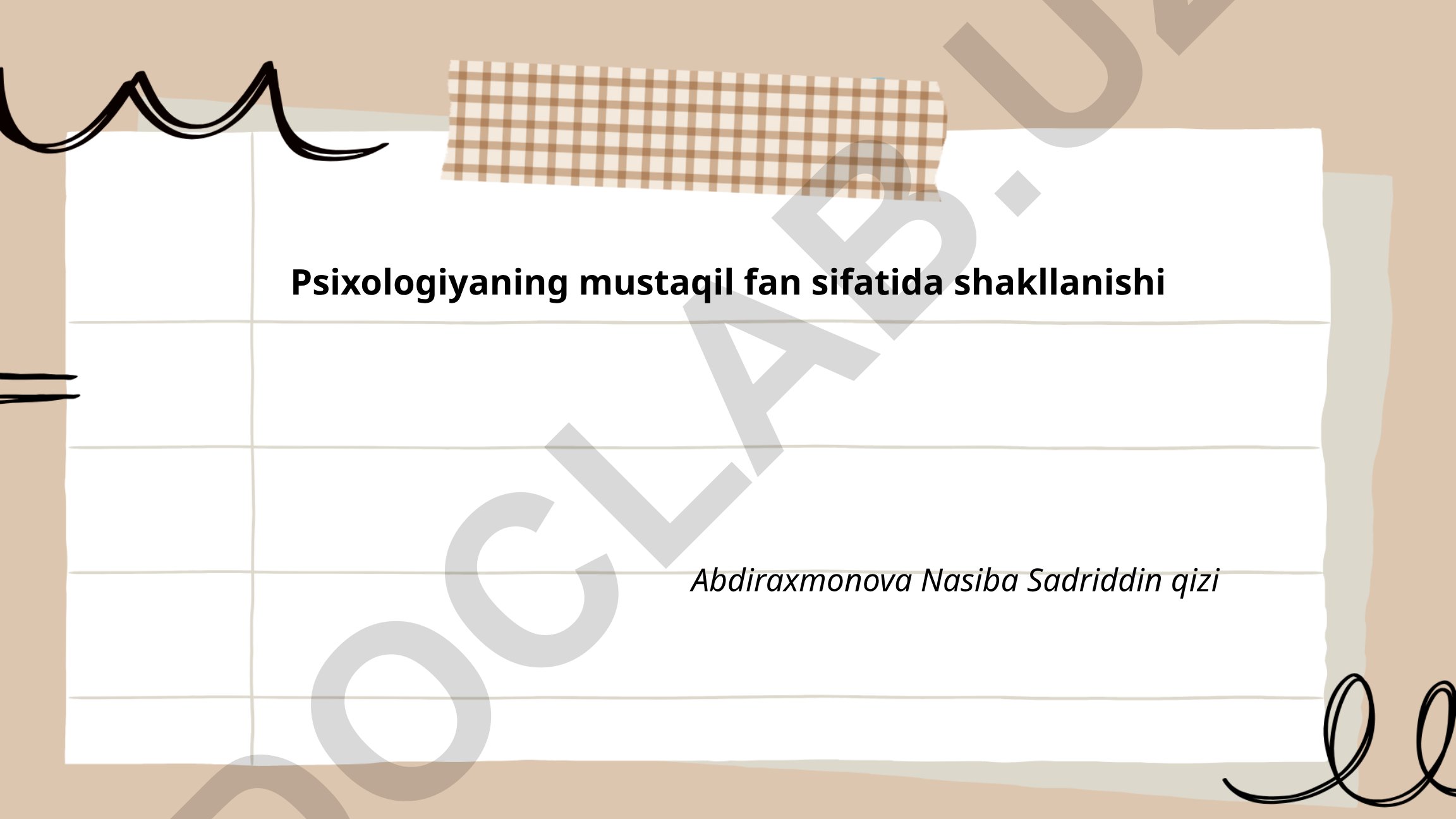 Psixologiyaning mustaqil fan sifatida shakllanishi
