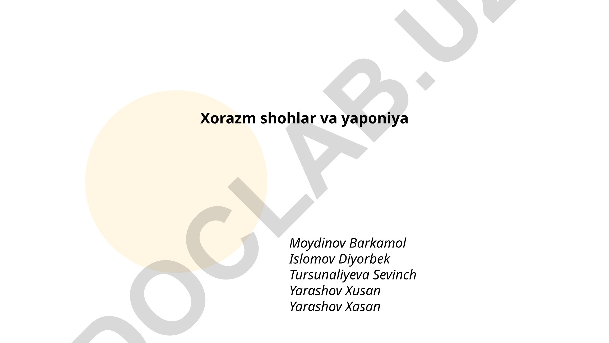 Xorazm shohlar davri va Yaponiya feodal tizimining taqqoslashi