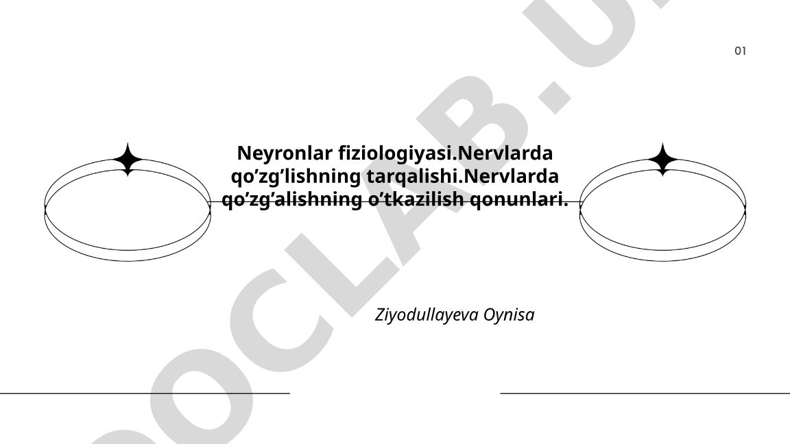 Neyronlar fiziologiyasi va nervlarda qo'zg'alish tarqalishi