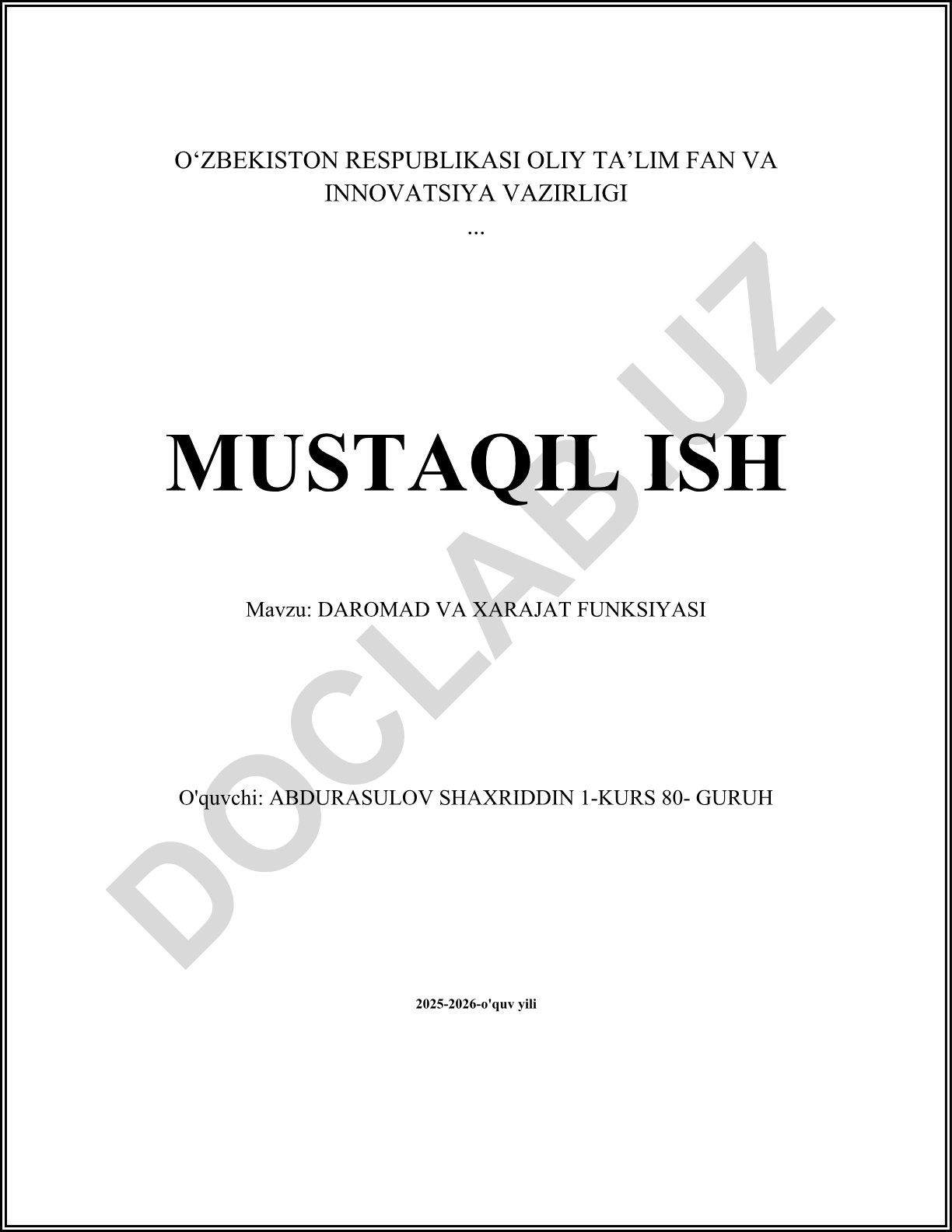 Daromad va xarajat funksiyasi