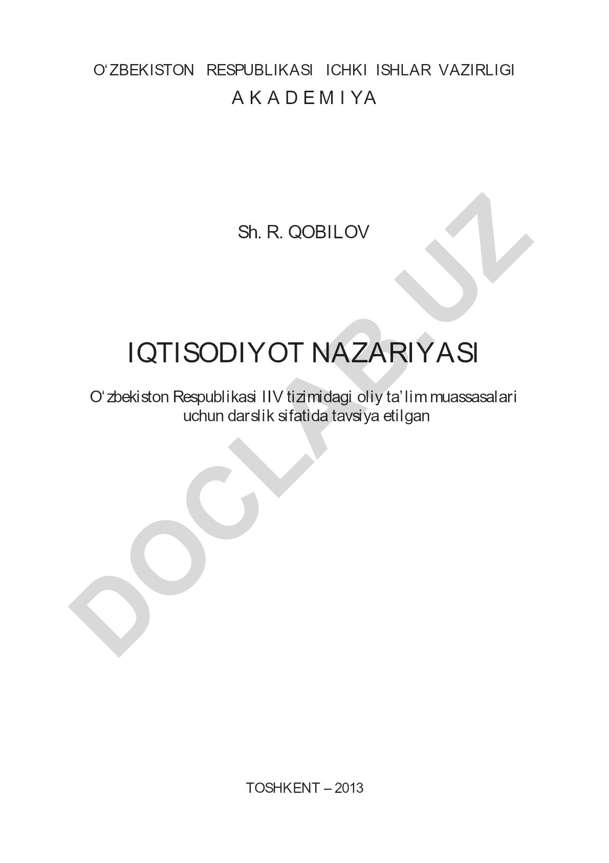 Iqtisodiyot nazariyasi darsligi