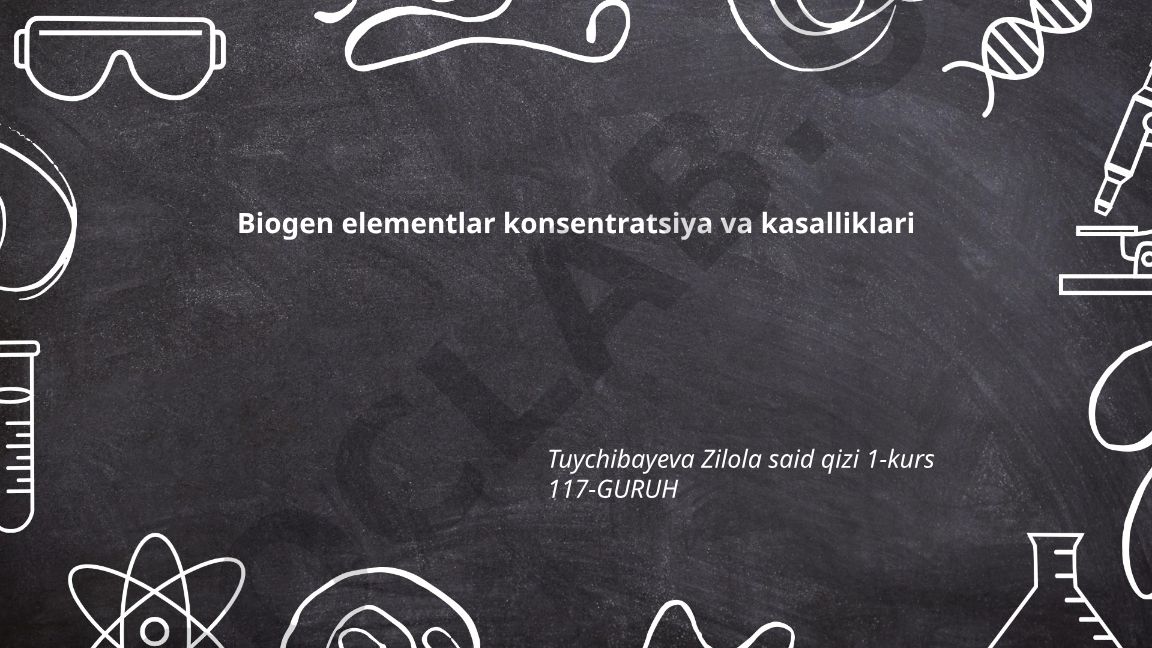 Biogen elementlar konsentratsiyasi va kasalliklari