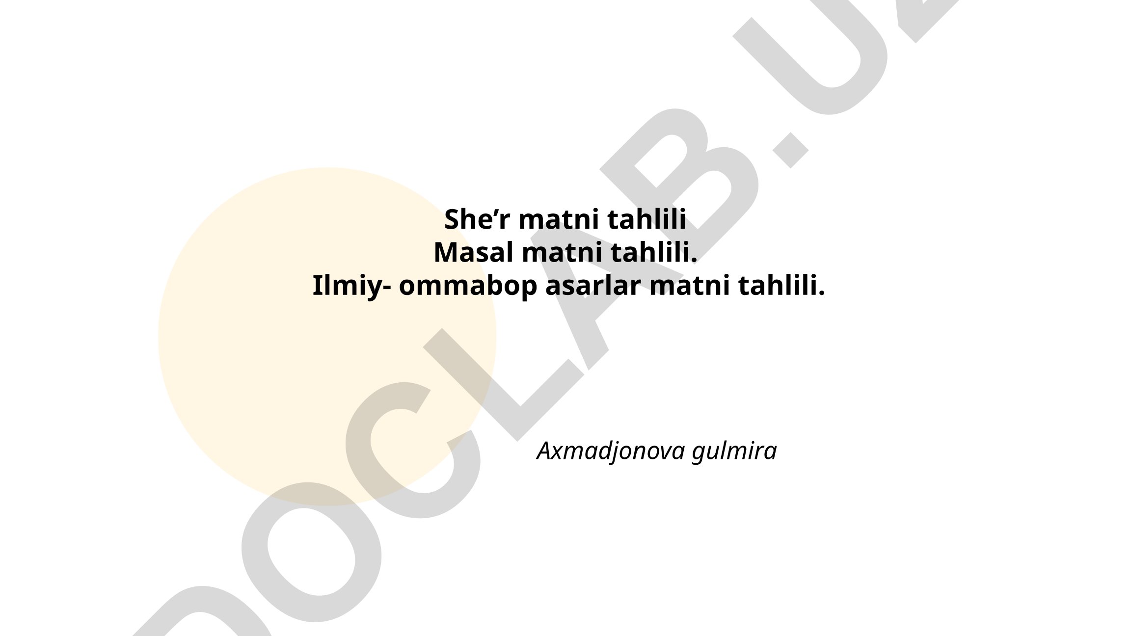 She'r, masal va ilmiy-ommabop asarlar matni tahlili