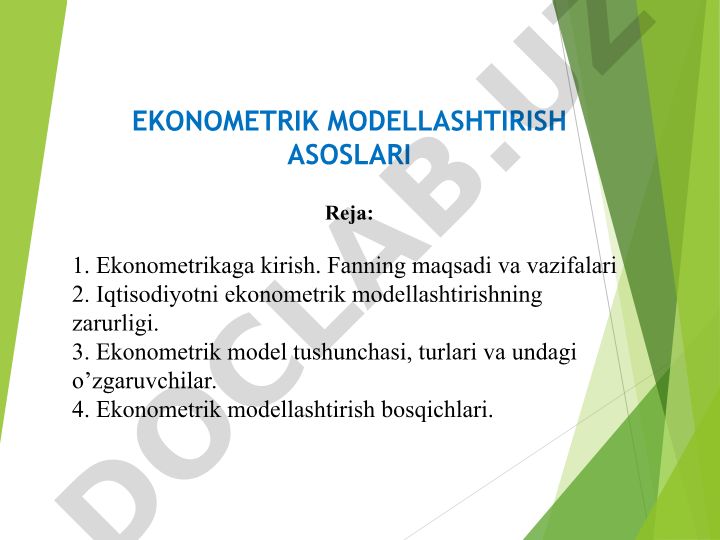 Ekonometrik modellashtirish asoslari