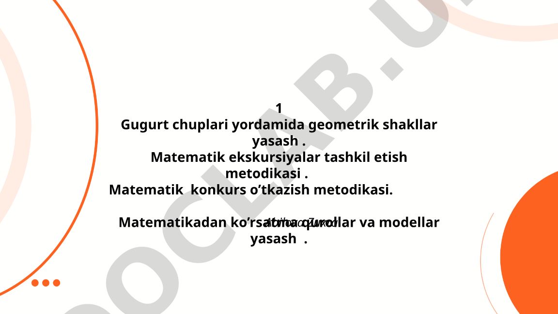 Gugurt chuplari yordamida geometrik shakllar yasash va matematik metodikalar