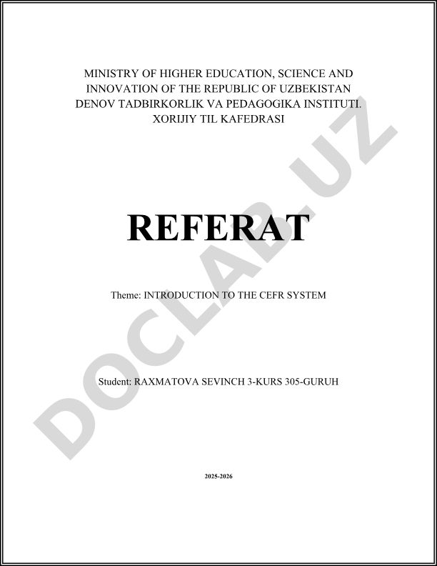 INTRODUCTION TO THE CEFR SYSTEM