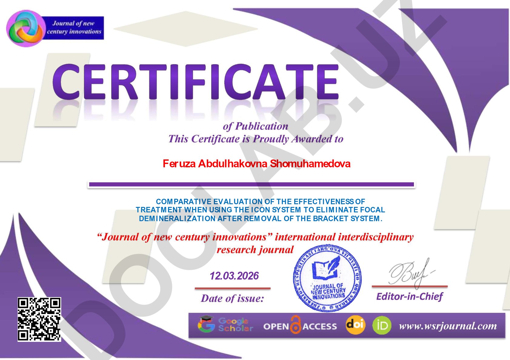 Comparative Evaluation of the Effectiveness of Treatment When Using the Icon System to Eliminate Focal Demineralization After Removal of the Bracket System