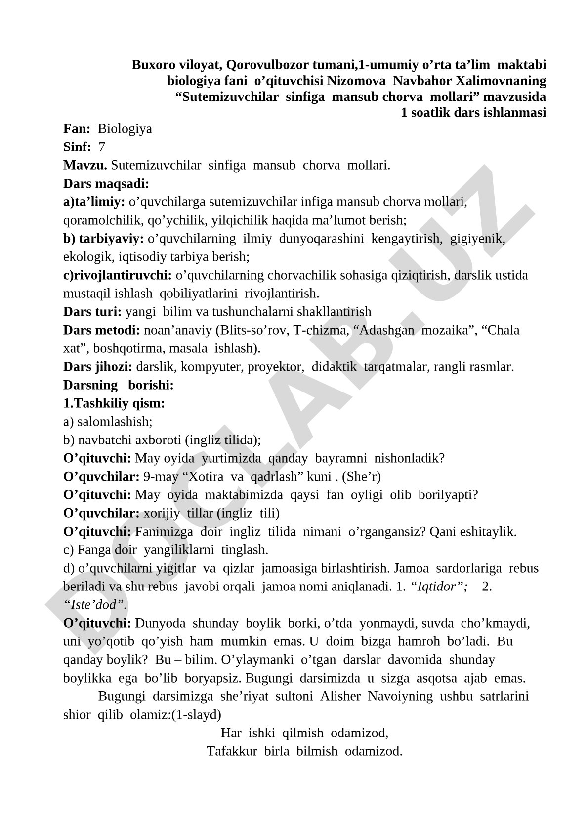 Sutemizuvchilar sinfiga mansub chorva mollari