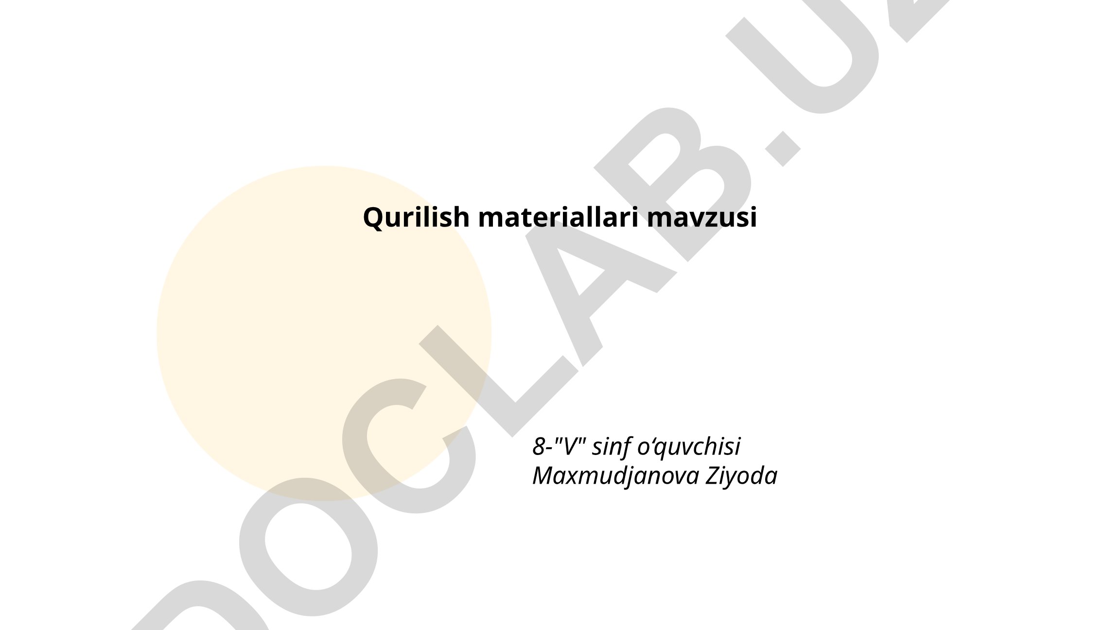 Qurilish materiallari: g'isht, bloklar, beton va metallar