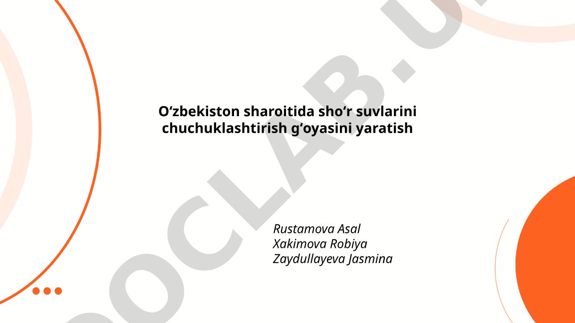 Oʻzbekiston sharoitida shoʻr suvlarini chuchuklashtirish gʻoyasini yaratish