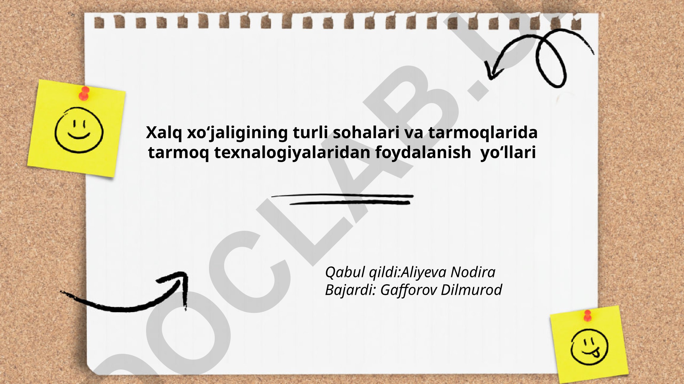 Xalq xoʻjaligining turli sohalarida tarmoq texnologiyalaridan foydalanish yoʻllari