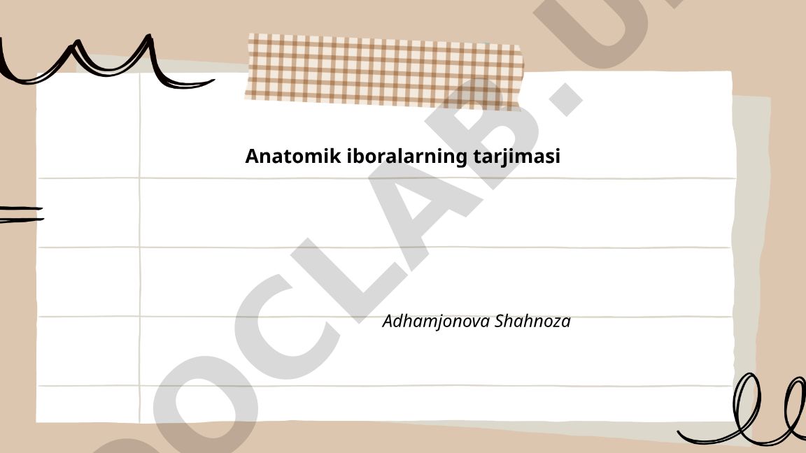 Anatomik iboralarni tarjima qilish tamoyillari va Terminologia Anatomica