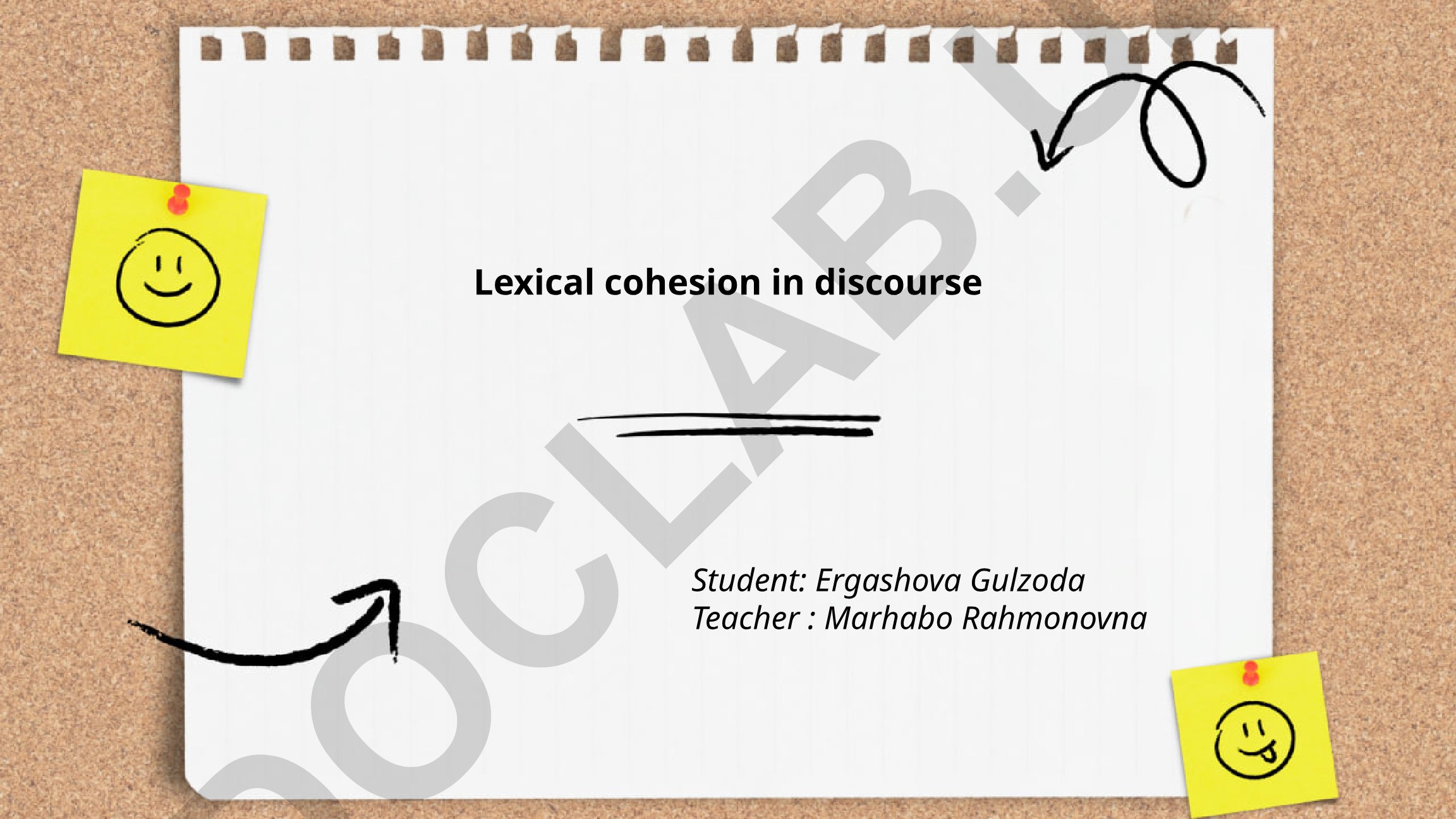 Lexical cohesion in discourse