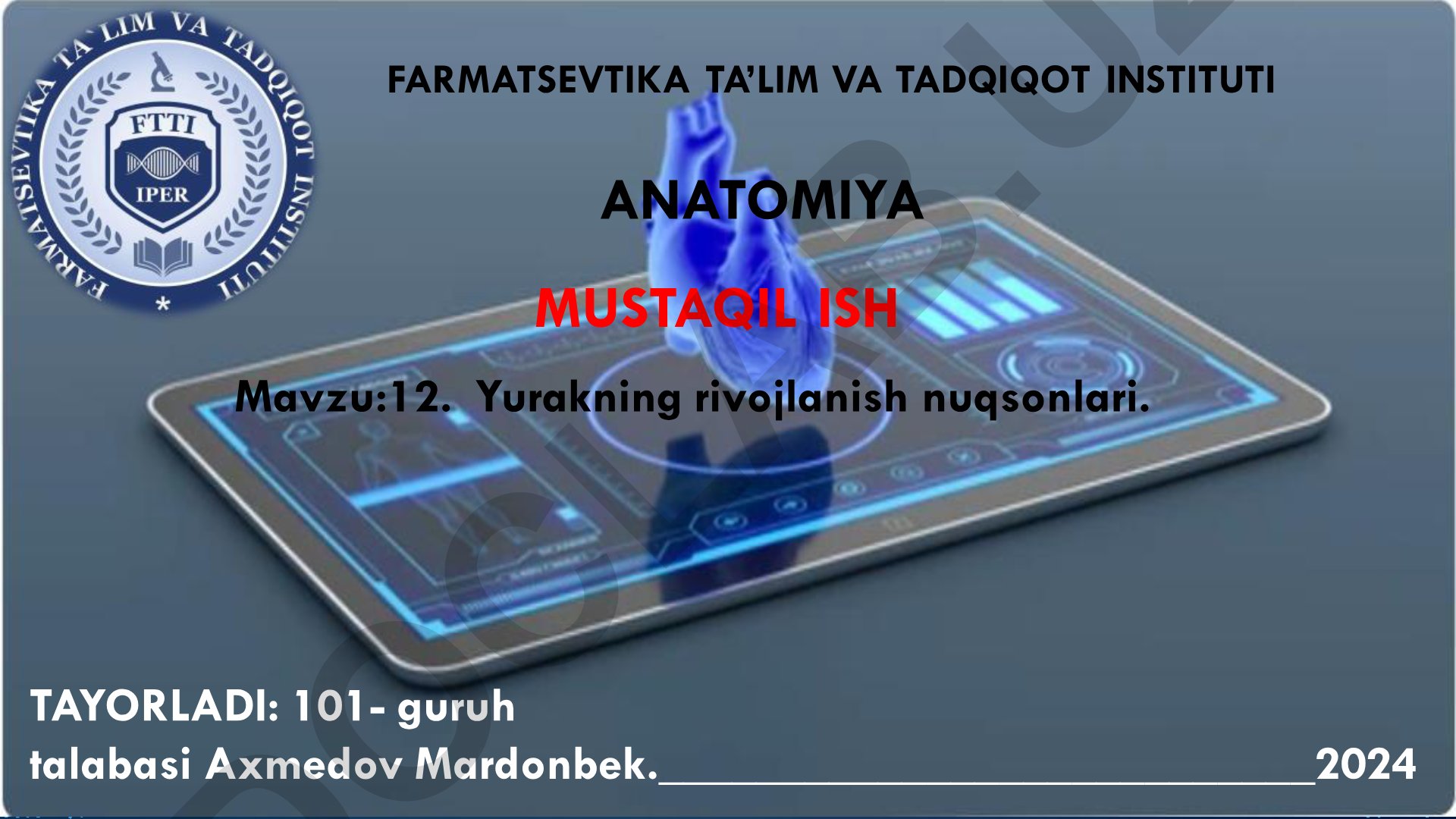 Yurakning rivojlanish nuqsonlari. Tug'ma yurak porogi sabablari, tasnifi, tashxislash, davolash, asoratlari, oqibati