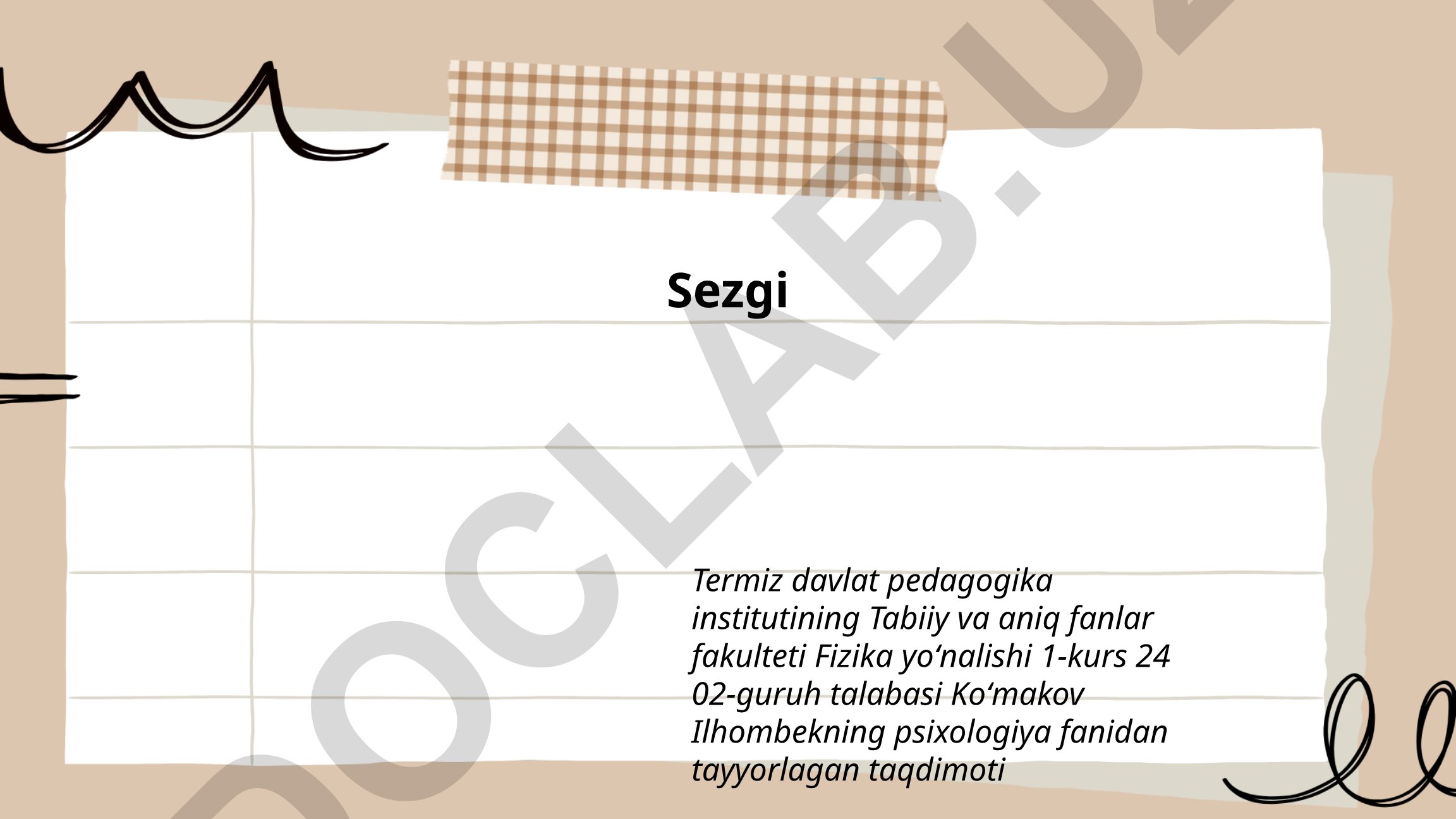 Sezgi va his-tuyg'ular psixologiyasi
