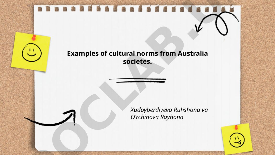 Examples of cultural norms from Australian societies