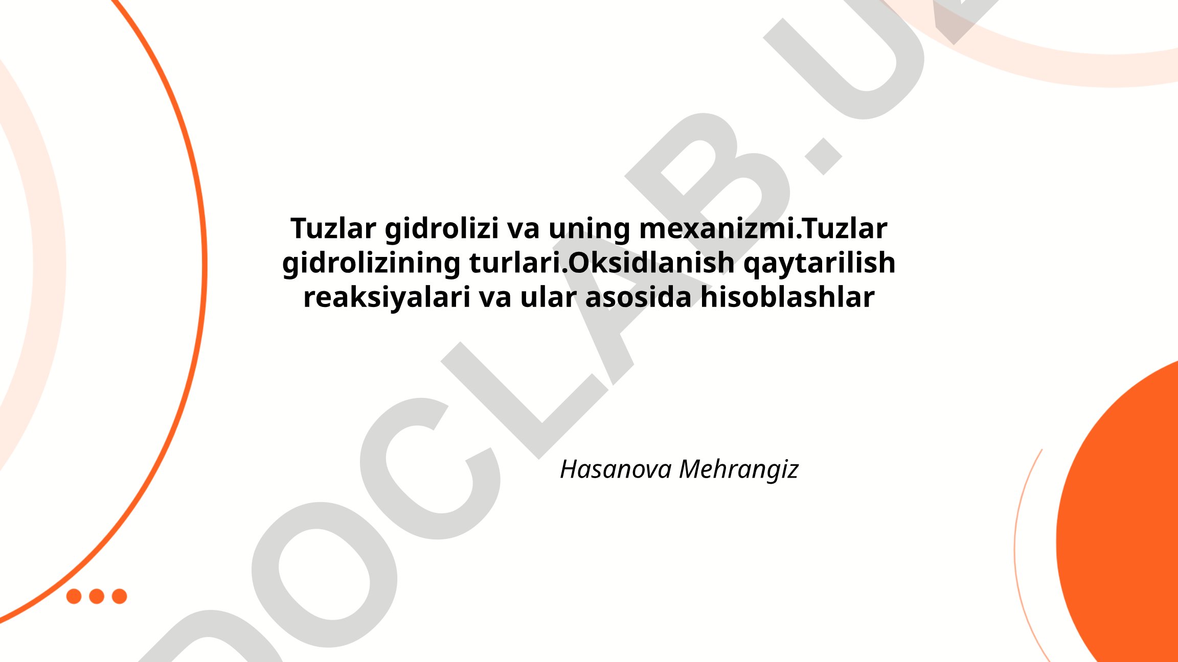 Tuzlar gidrolizi va uning mexanizmi