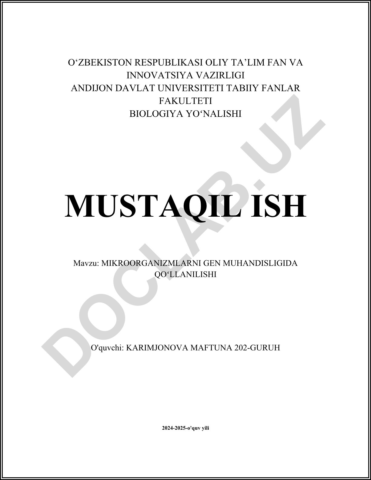 Mikroorganizmlarni gen muhandisligida qoʻllanilishi