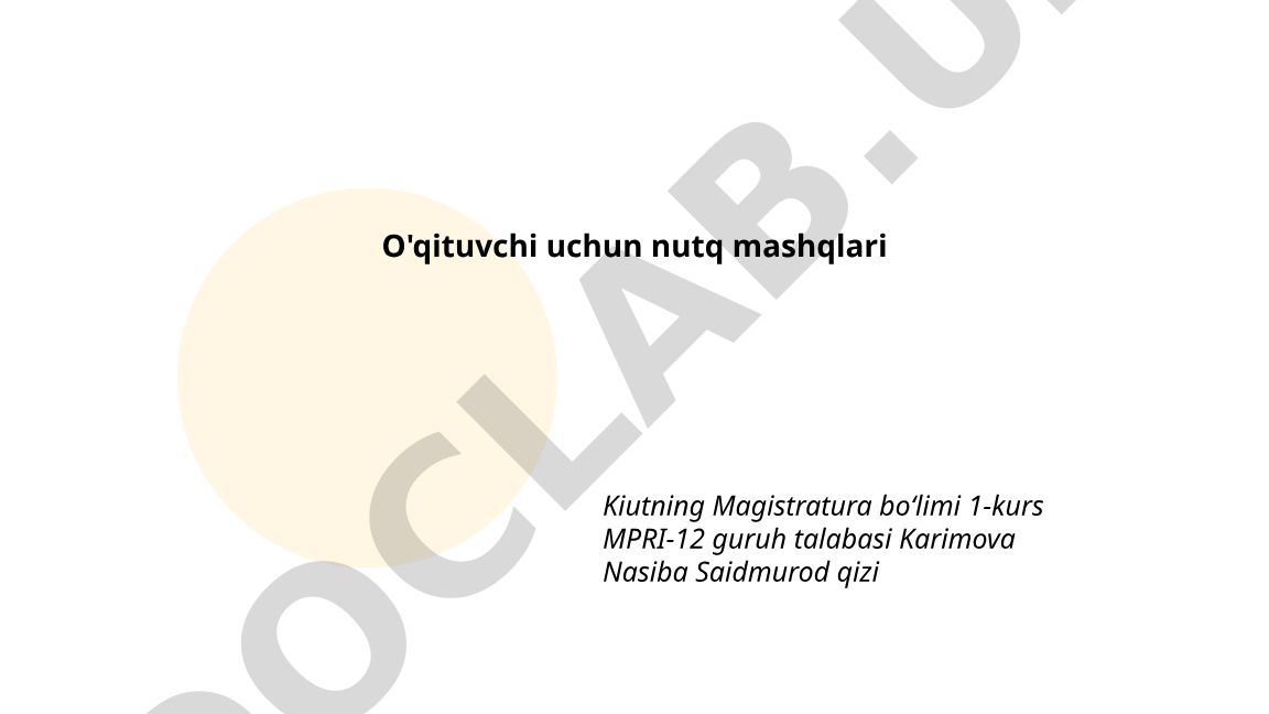 O'qituvchi uchun nutq mashqlari