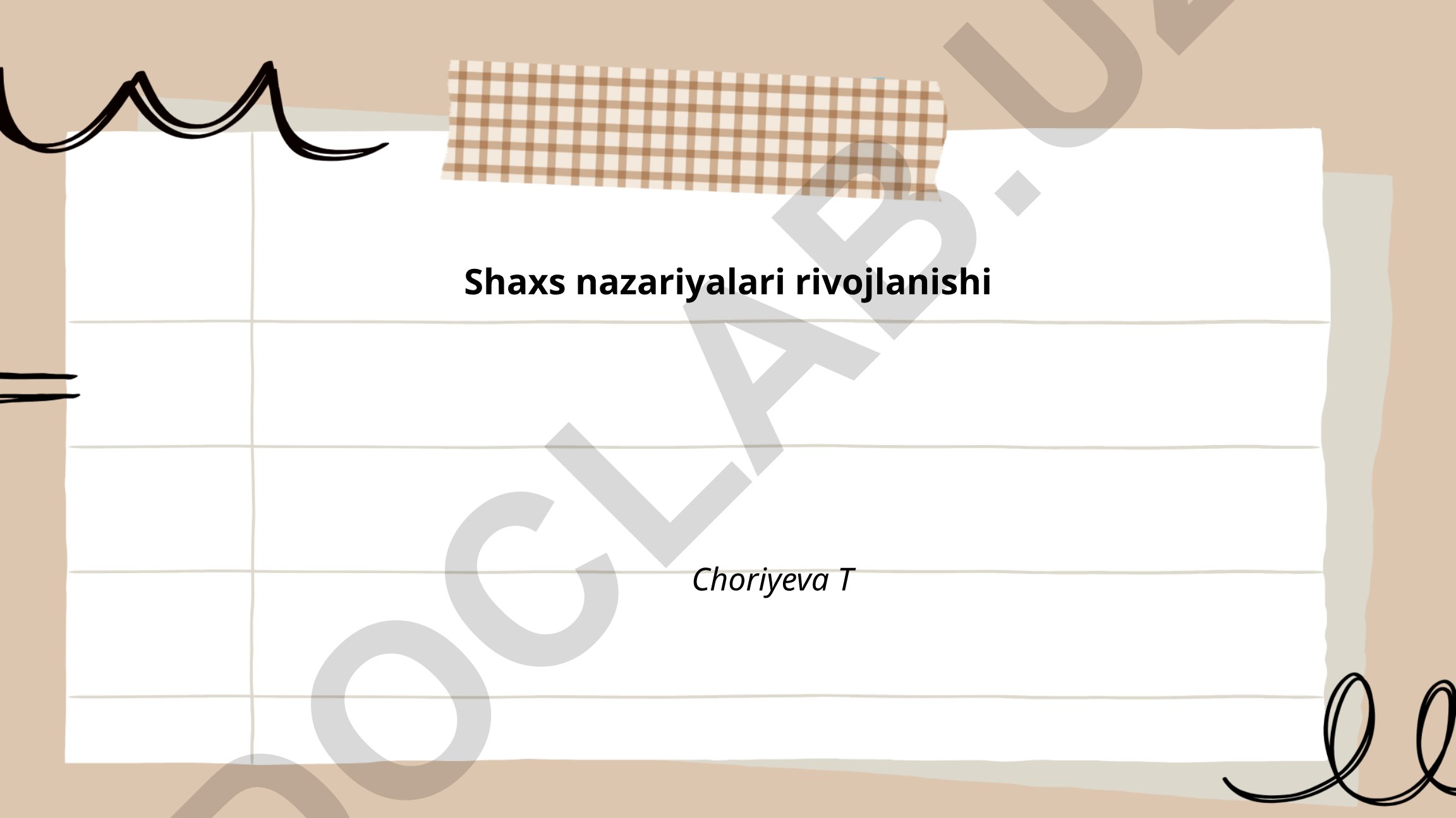 Shaxs nazariyalari rivojlanishi